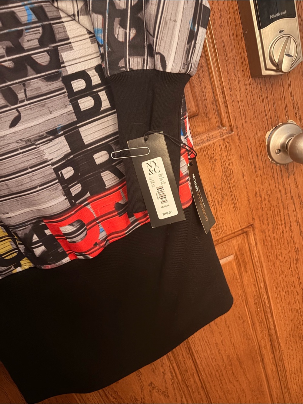 Gabrielle Union New York & Company Boatneck Graffiti Print Shift Dress.